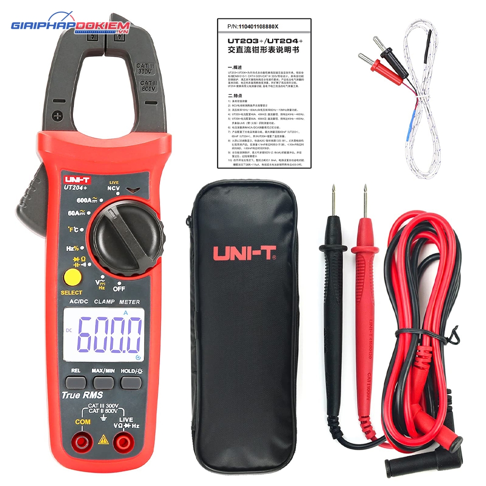 Ampe Kìm Đo Dòng AC/DC Uni-T UT204+ 4 Ampe Kìm Đo Dòng AC/DC Uni-T UT204+