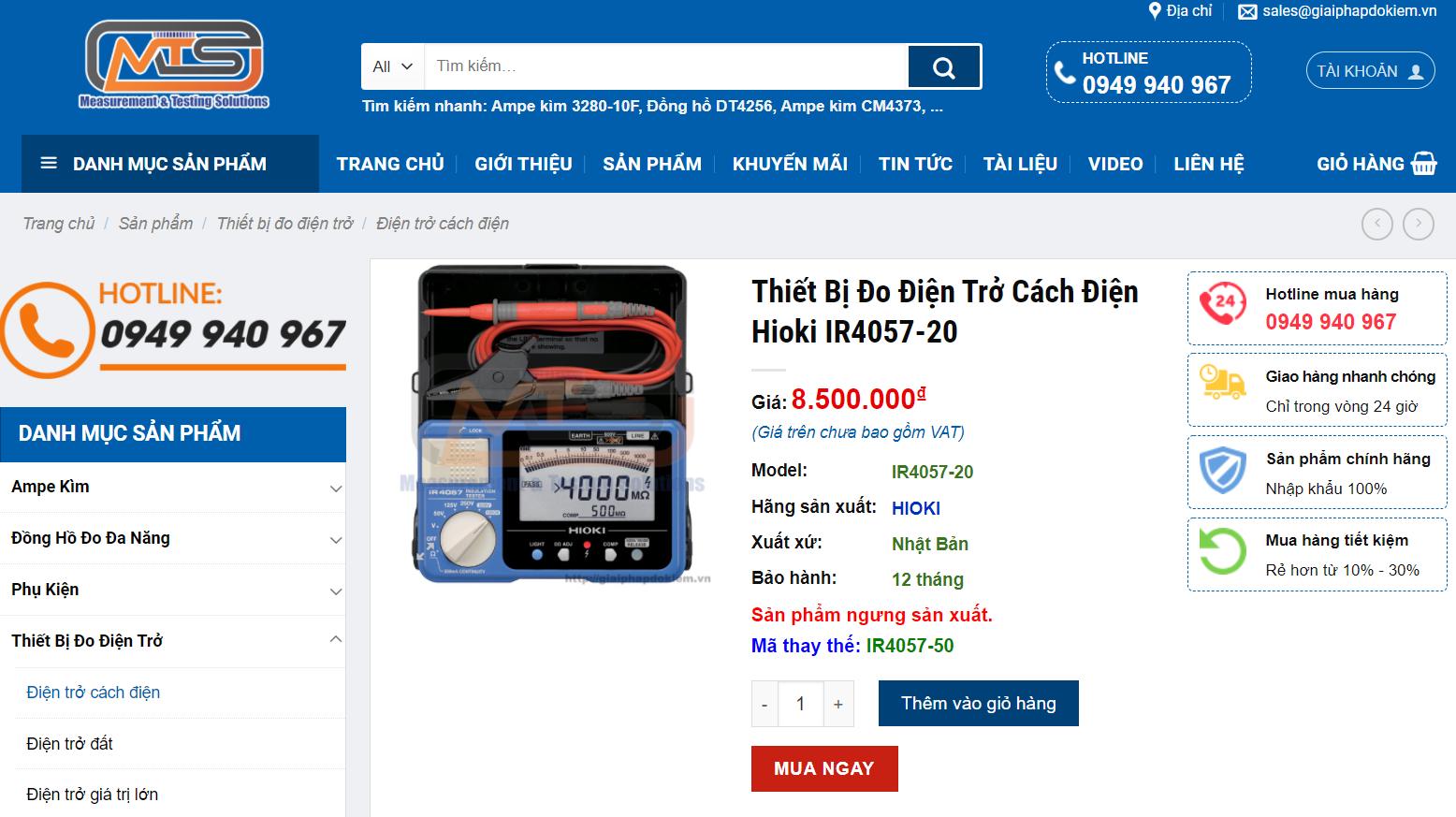 Nhà phân phối thiết bị đo điện trở cách điện Hioki IR4057-20 tại Việt Nam 9 Hioki IR4057-20