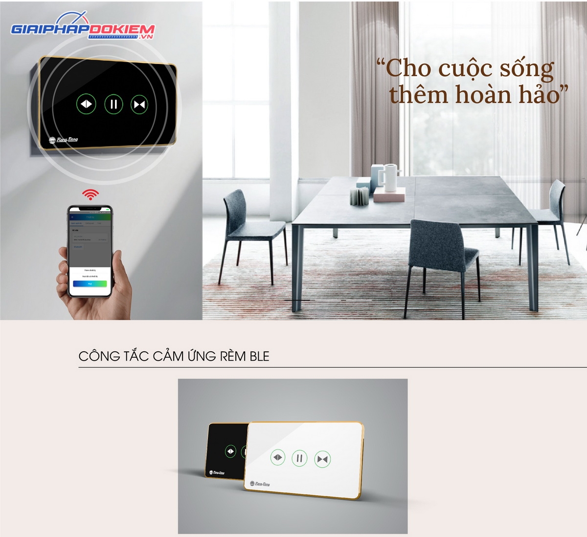 Công tắc cảm ứng điều khiển Rèm BLE 3 nút bấm Rạng Đông RD-CT.03.BLE.REM Công tắc cảm ứng điều khiển Rèm BLE 3 nút bấm Rạng Đông RD-CT.03.BLE.REM