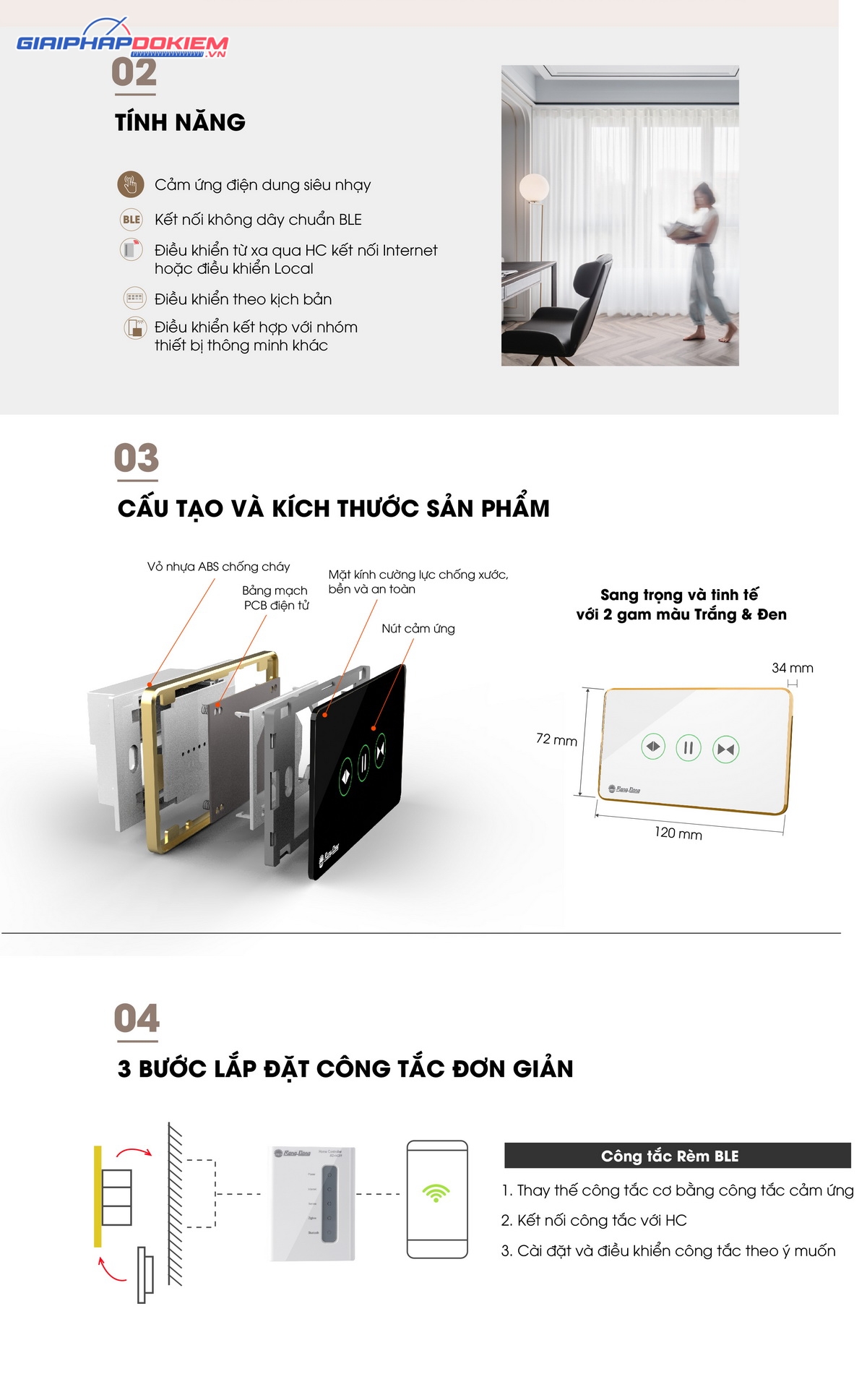 Công tắc cảm ứng điều khiển Rèm BLE 3 nút bấm Rạng Đông RD-CT.03.BLE.REM Công tắc cảm ứng điều khiển Rèm BLE 3 nút bấm Rạng Đông RD-CT.03.BLE.REM