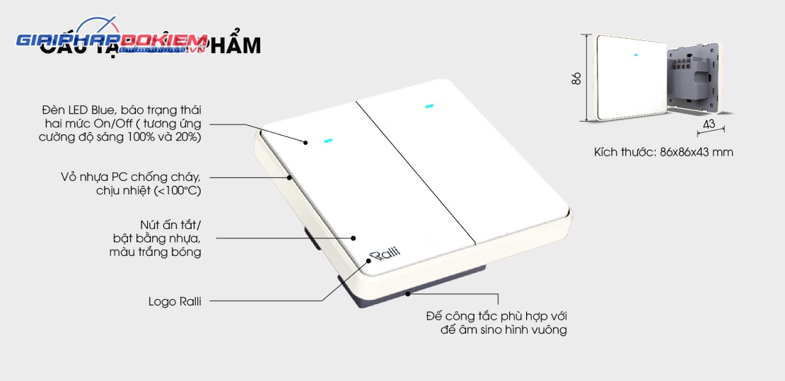 Công tắc thông minh wifi Rạng Đông CTC.WF V1.02 Công tắc thông minh wifi Rạng Đông CTC.WF V1.02