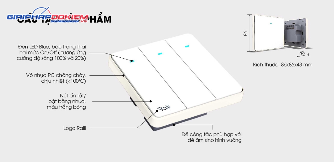 Công tắc thông minh wifi Rạng Đông CTC.WF V1.03 Công tắc thông minh wifi Rạng Đông CTC.WF V1.03