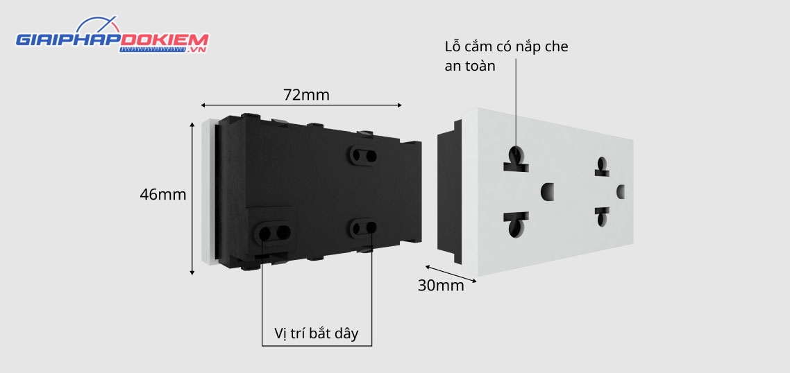 Hạt ổ cắm âm tường Rạng Đông HOC02 2C/16A Hạt ổ cắm âm tường Rạng Đông HOC02 2C/16A