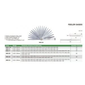 Căn lá INSIZE 4602-13 (0.05-1.00 mm) 4 Căn lá INSIZE 4602-13 (0.05-1.00 mm)