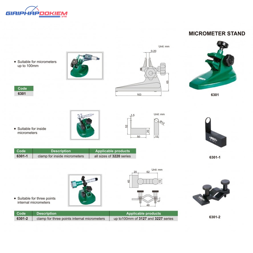 Đế kẹp panme INSIZE 6301 7 Đế kẹp panme INSIZE 6301
