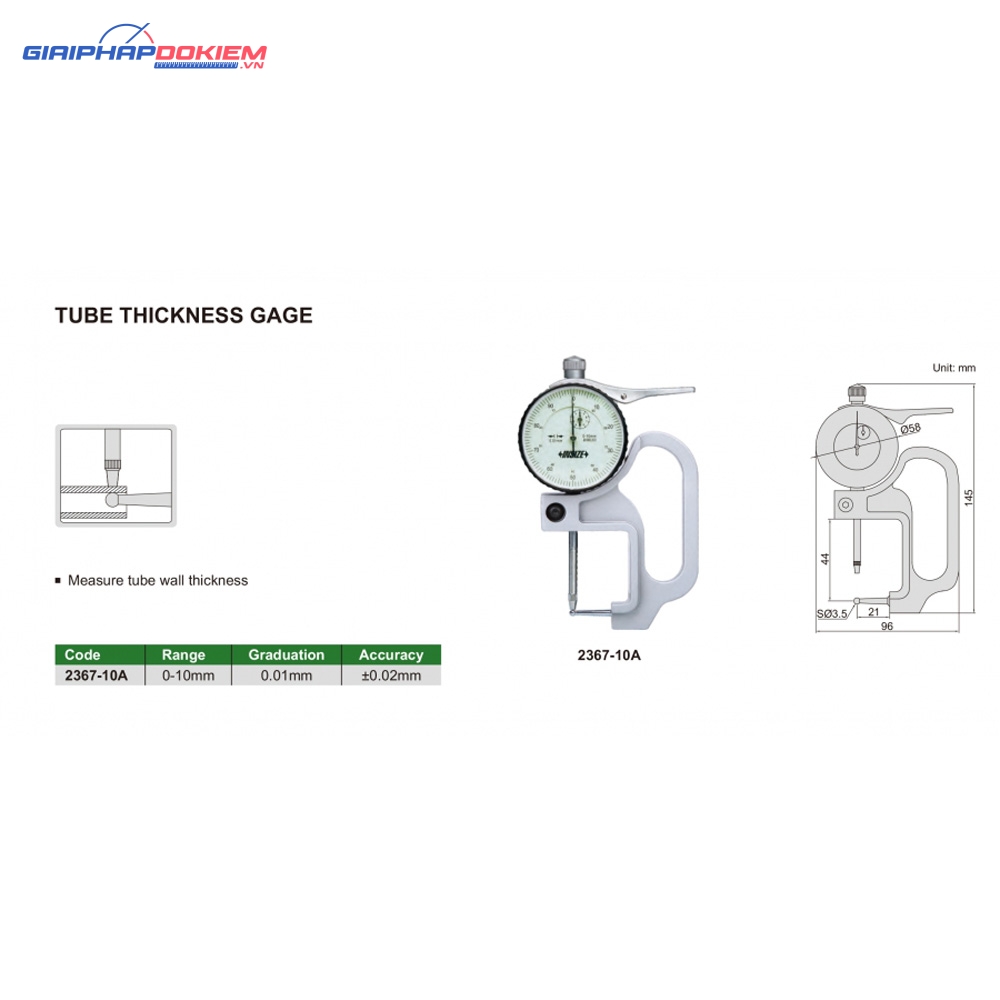 Đồng hồ đo độ dày cơ INSIZE 2367-10A 7 Đồng hồ đo độ dày cơ INSIZE 2367-10A