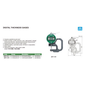 Đồng hồ đo độ dày vật liệu điện tử INSIZE 2871-101 (0-10mm / 0.001)