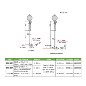 Đồng hồ đo lỗ cơ khí Insize 2322-60A
