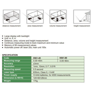 Máy đo khoảng cách laser Insize 9561-80