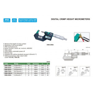 Panme đo chiều cao mép gấp điện tử INSIZE 3566-25BA (0-25mm/0-1