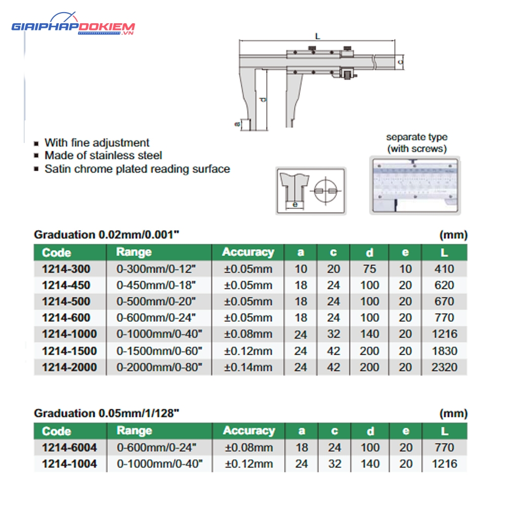 Thước cặp cơ khí INSIZE 1214-600 7 Thước cặp cơ khí INSIZE 1214-600