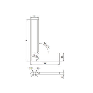 Thước đo góc vuông vát cạnh Insize 4790-0100 (100 x 70 mm)