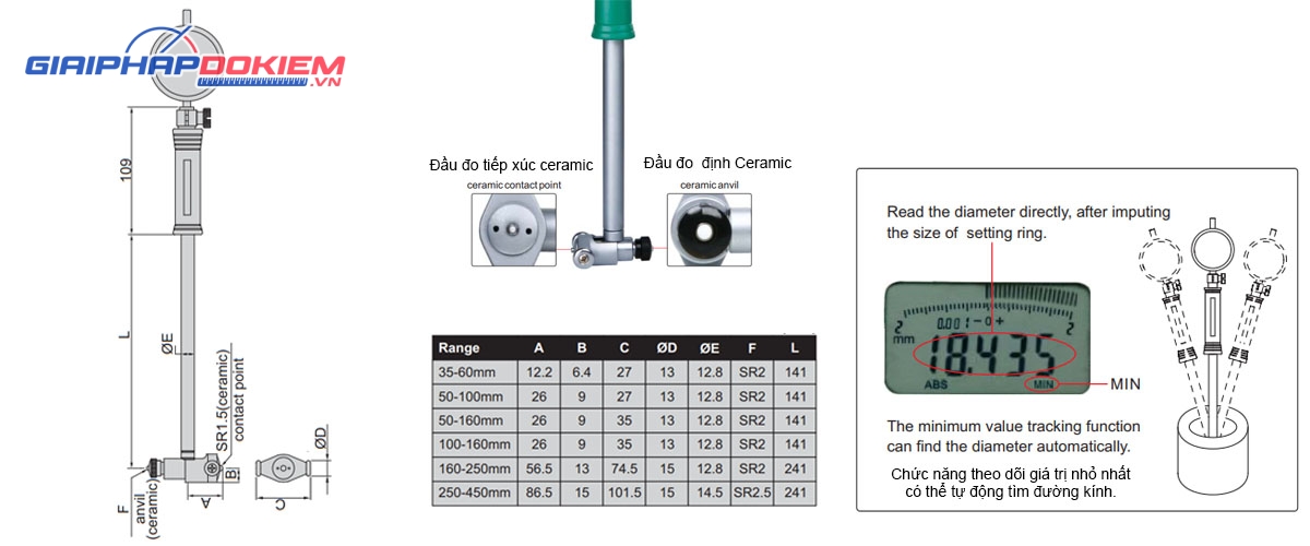 Thước đo lỗ INSIZE 2322-160A Thước đo lỗ INSIZE 2322-160A