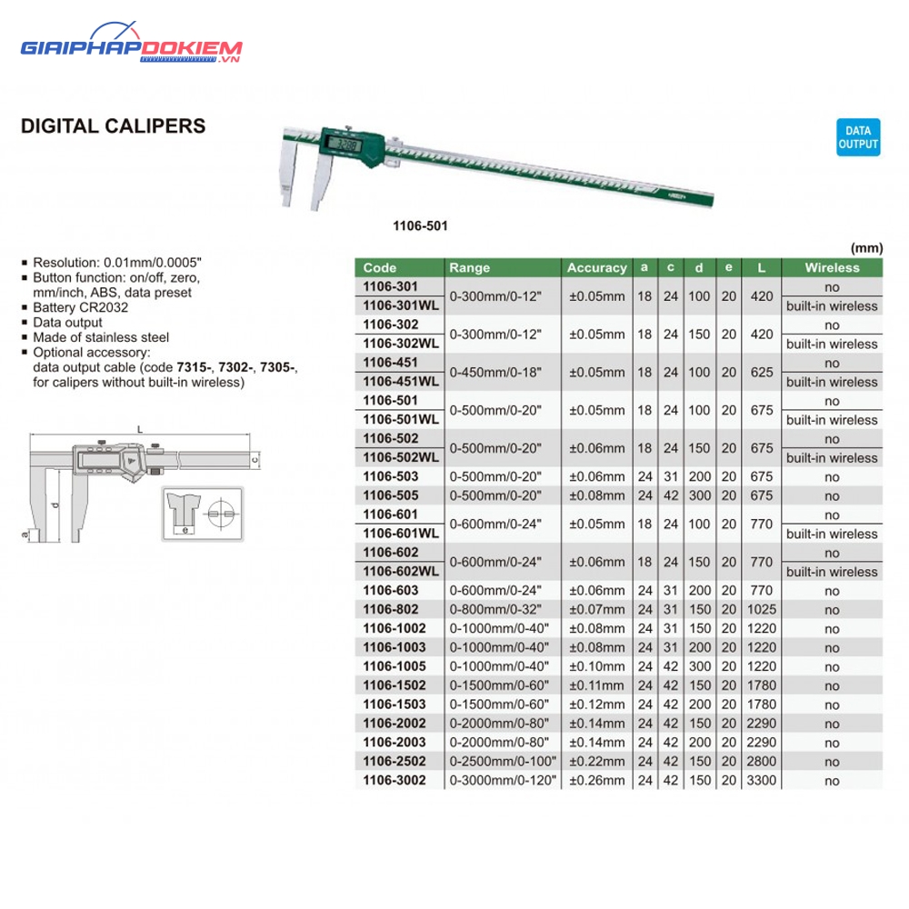 Thước cặp điện tử INSIZE 1106-501 9 Thước cặp điện tử INSIZE 1106-501