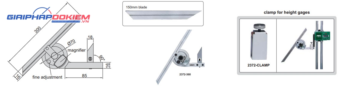 Thước đo góc INSIZE 2372-360 (0 -360°) Thước đo góc INSIZE 2372-360 (0 -360°)