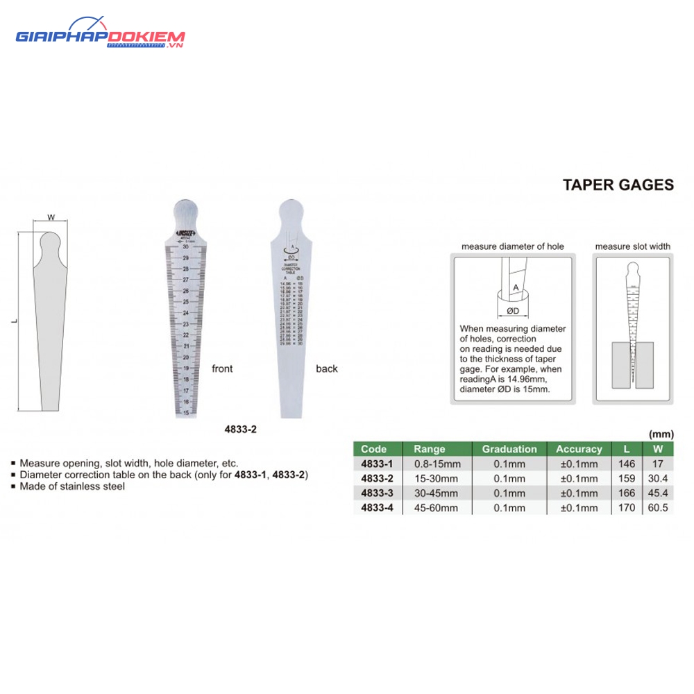 Thước đo khe hở Insize 4833-2 5 Thước đo khe hở Insize 4833-2