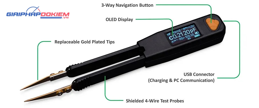 Thiết bị đo LCR dạng nhíp LCR Research LCR Pro1 Plus (100kHz, test led) 14 Thiết bị đo LCR dạng nhíp LCR Research LCR Pro1 Plus