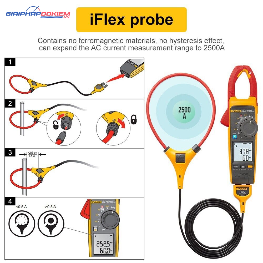 Ampe kìm True-rms AC/DC Fluke 378 FC với iFlex™ 17 Ampe kìm True-rms AC/DC Fluke 378 FC với iFlex™
