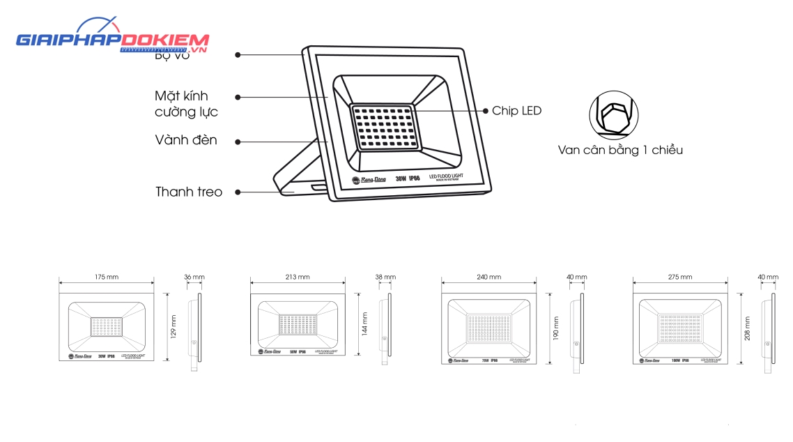 Đèn Pha LED CP10 100W 3 Đèn Pha LED CP10 100W