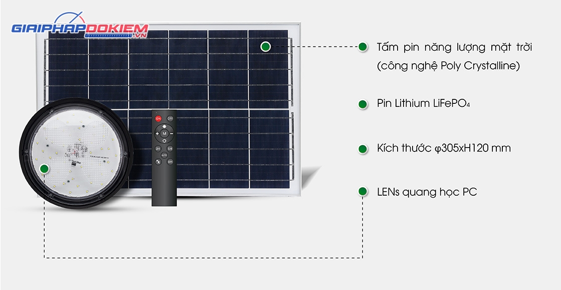 Đèn UFO năng lượng mặt trời UFO01.SL.RF 150W Đèn UFO năng lượng mặt trời UFO01.SL.RF 150W