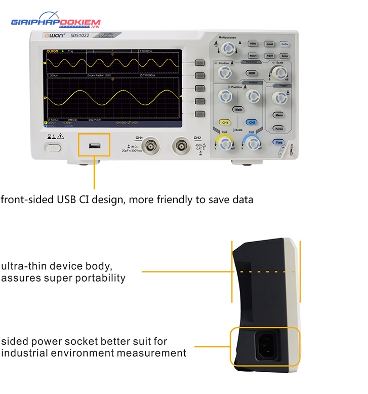 Máy Hiện Sóng Kỹ Thuật Số OWON SDS1102 ( 100 MHz, 1GS/giây ) 13 Máy Hiện Sóng Kỹ Thuật Số OWON SDS1102 ( 100 MHz, 1GS/giây )