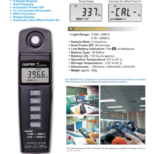 Máy đo cường độ ánh sáng Center 337 17 Máy đo cường độ ánh sáng Center 337