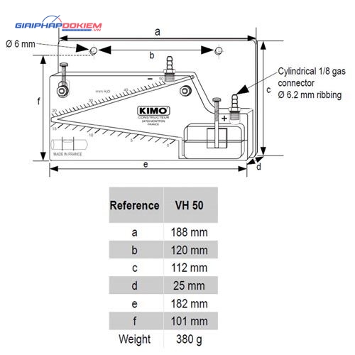 Áp kế chất lỏng dạng nghiêng KIMO VH 50 5 Áp kế chất lỏng dạng nghiêng KIMO VH 50