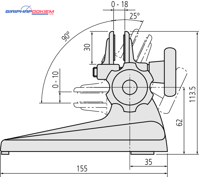 Đế gá Panme loại điều chỉnh góc xoay Mitutoyo 156-101-10 13 Đế gá Panme loại điều chỉnh góc xoay Mitutoyo 156-101-10