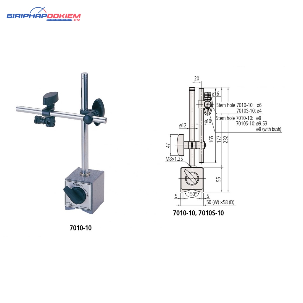 Đế từ gá đồng hồ so Mitutoyo 7010S-10 15 Đế từ gá đồng hồ so Mitutoyo 7010S-10