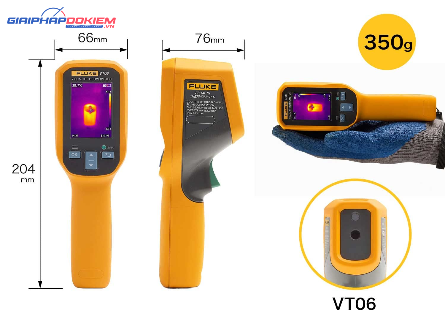 Máy đo nhiệt độ hồng ngoại Fluke VT06 12 Máy đo nhiệt độ hồng ngoại Fluke VT06