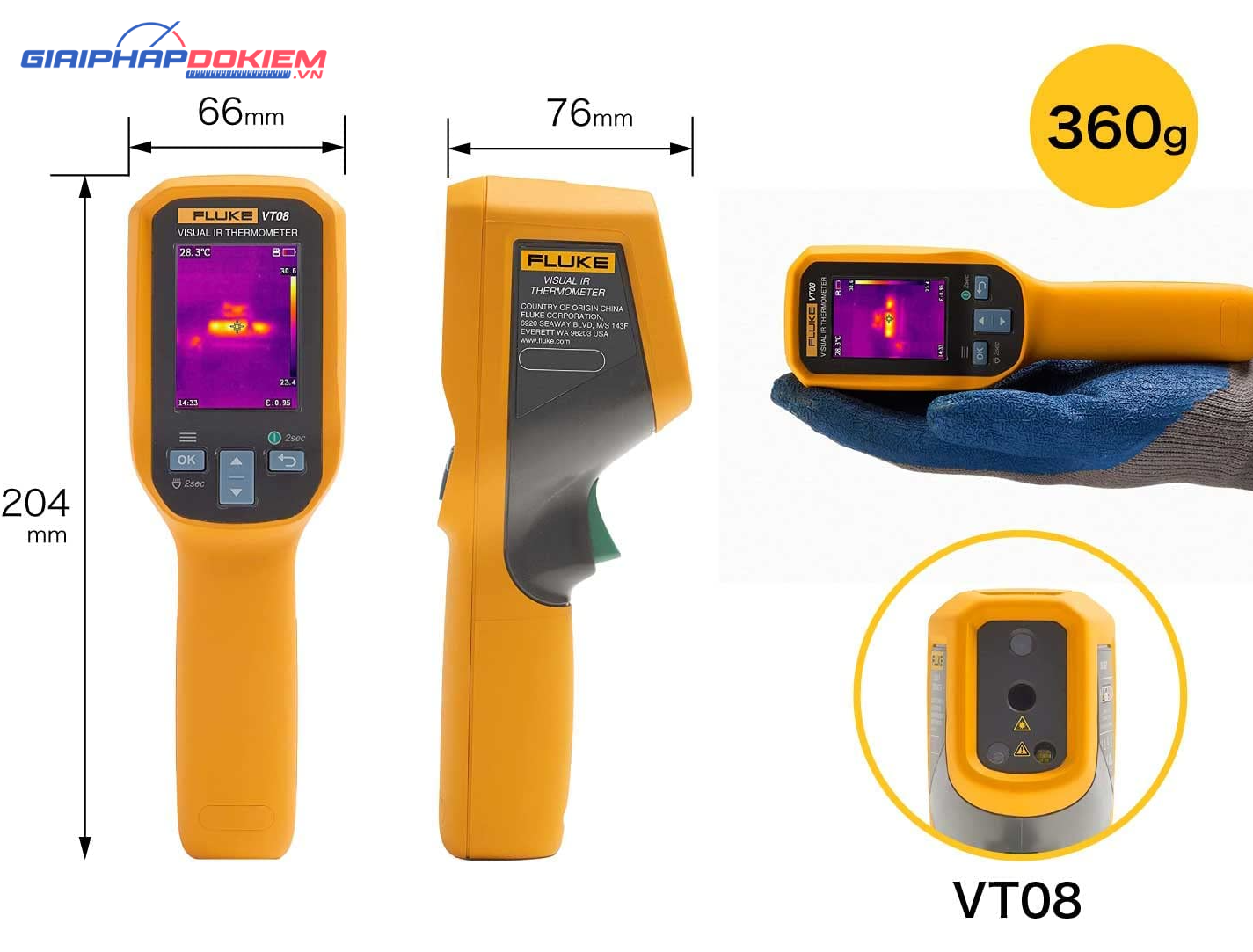 Máy đo nhiệt độ hồng ngoại Fluke VT08 14 Máy đo nhiệt độ hồng ngoại Fluke VT08