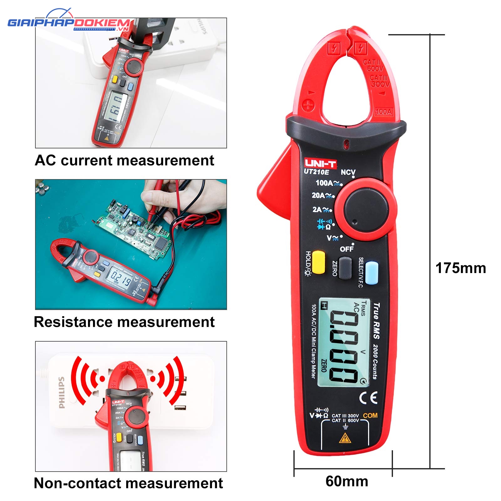 Ampe kìm AC/DC UNI-T UT210E 16 Ampe kìm AC/DC UNI-T UT210E