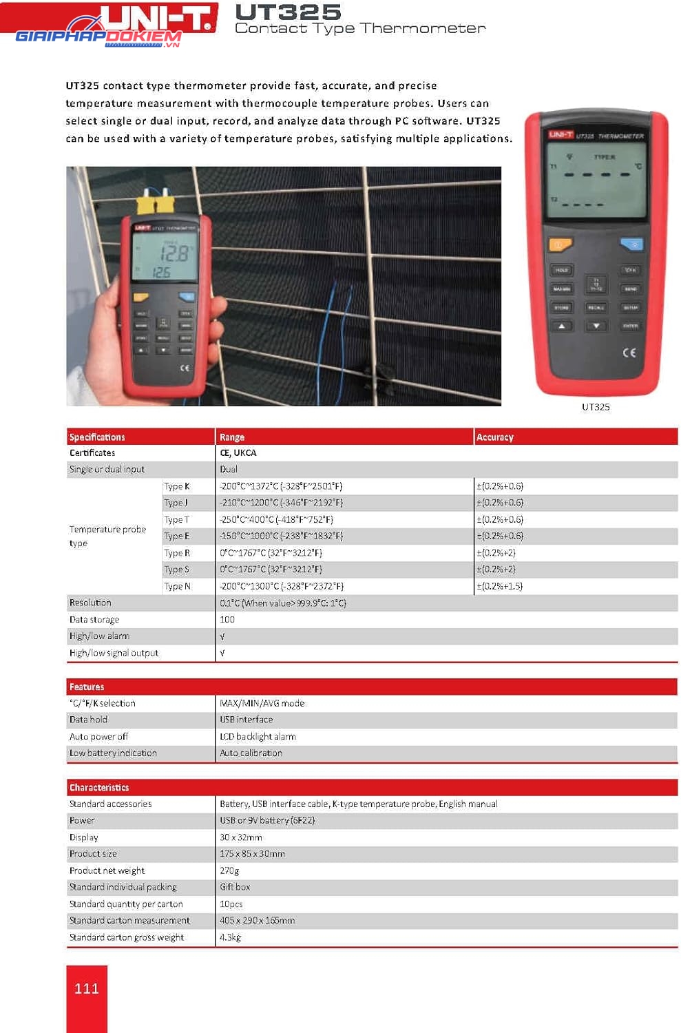 Thiết bị đo nhiệt độ tiếp xúc 2 kênh UNI-T UT325 13 Thiết bị đo nhiệt độ tiếp xúc 2 kênh UNI-T UT325
