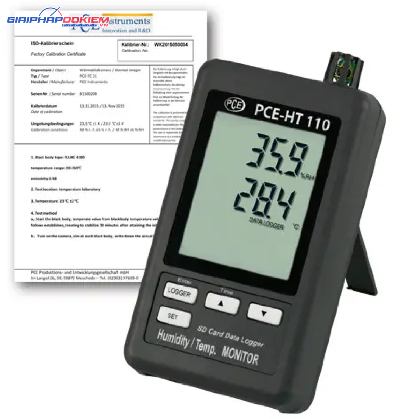 Máy đo chất lượng không khí PCE PCE-HT110-ICA bao gồm Giấy chứng nhận hiệu chuẩn ISO 17 PCE PCE-HT110-ICA