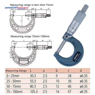 Panme đo ngoài cơ khí Mitutoyo 103-138 25-50mm 14 Panme đo ngoài cơ khí Mitutoyo 103-138 25-50mm