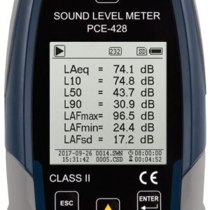 Máy đo SPL loại 2 PCE PCE-428-Kit-N-ICA có bộ hiệu chuẩn âm thanh bao gồm chứng nhận ISO Cal 40 Máy đo SPL loại 2 PCE PCE-428-Kit-N-ICA có bộ hiệu chuẩn âm thanh bao gồm chứng nhận ISO Cal