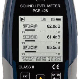 Máy đo SPL loại 2 PCE PCE-428-Kit-N-ICA có bộ hiệu chuẩn âm thanh bao gồm chứng nhận ISO Cal 38 Máy đo SPL loại 2 PCE PCE-428-Kit-N-ICA có bộ hiệu chuẩn âm thanh bao gồm chứng nhận ISO Cal