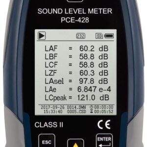Máy đo SPL loại 2 PCE PCE-428-Kit-N-ICA có bộ hiệu chuẩn âm thanh bao gồm chứng nhận ISO Cal 37 Máy đo SPL loại 2 PCE PCE-428-Kit-N-ICA có bộ hiệu chuẩn âm thanh bao gồm chứng nhận ISO Cal