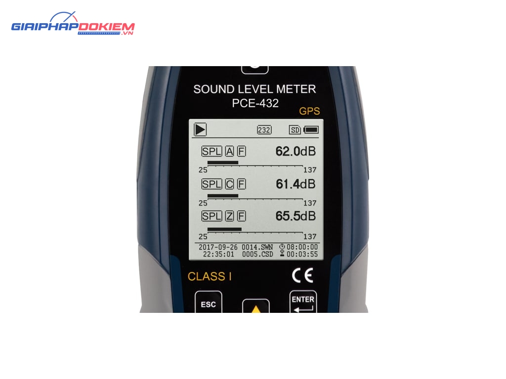 Máy đo độ ồn SPL ghi dữ liệu loại 1 có GPS PCE PCE-432 21 Máy đo độ ồn SPL ghi dữ liệu loại 1 có GPS PCE PCE-432