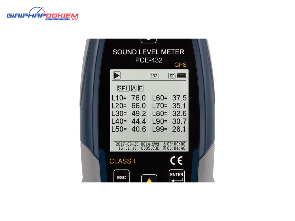 Máy đo độ ồn SPL ghi dữ liệu loại 1 có GPS PCE PCE-432 22 Máy đo độ ồn SPL ghi dữ liệu loại 1 có GPS PCE PCE-432