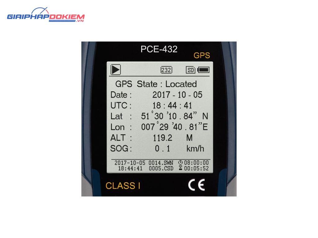 Máy đo độ ồn SPL ghi dữ liệu loại 1 có GPS PCE PCE-432 41 Máy đo độ ồn SPL ghi dữ liệu loại 1 có GPS PCE PCE-432