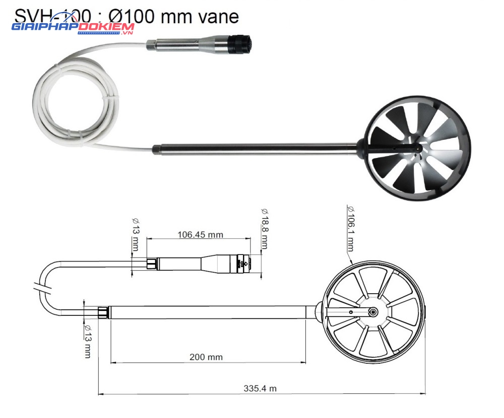 Đầu đo tốc độ gió, lưu lượng gió và nhiệt độ môi trường KIMO SVH-100 7 Đầu đo tốc độ gió, lưu lượng gió và nhiệt độ môi trường KIMO SVH-100