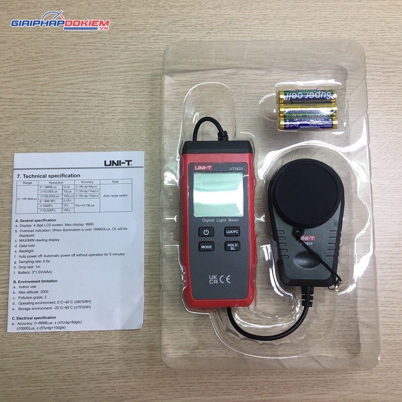 Thiết bị đo cường độ ánh sáng UNI-T UT383S 10 Thiết bị đo cường độ ánh sáng UNI-T UT383S