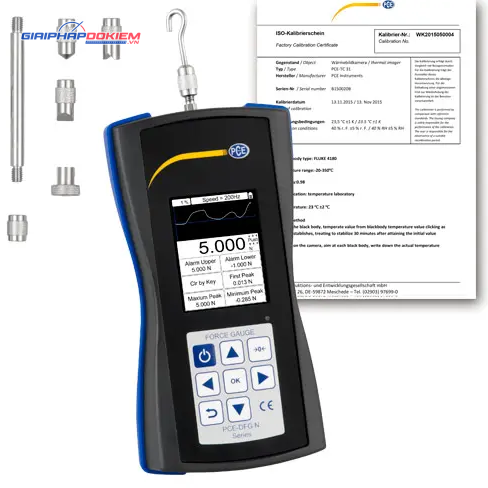 Máy đo lực PCE PCE-DFG N 5-ICA bao gồm Giấy chứng nhận hiệu chuẩn ISO 24 PCE PCE-DFG N 5-ICA