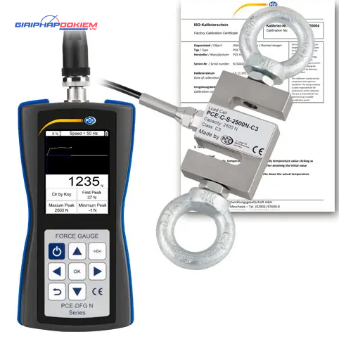 Máy đo lực PCE PCE-DFG N 2.5K-ICA bao gồm Giấy chứng nhận hiệu chuẩn ISO 6 Máy đo lực PCE PCE-DFG N 2.5K-ICA bao gồm Giấy chứng nhận hiệu chuẩn ISO
