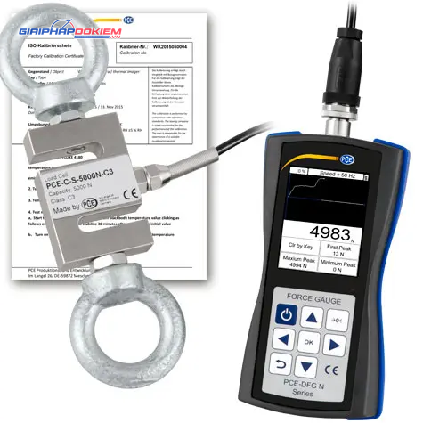 Máy đo lực PCE PCE-DFG N 5K-ICA bao gồm Giấy chứng nhận hiệu chuẩn ISO 8 Máy đo lực PCE PCE-DFG N 5K-ICA bao gồm Giấy chứng nhận hiệu chuẩn ISO