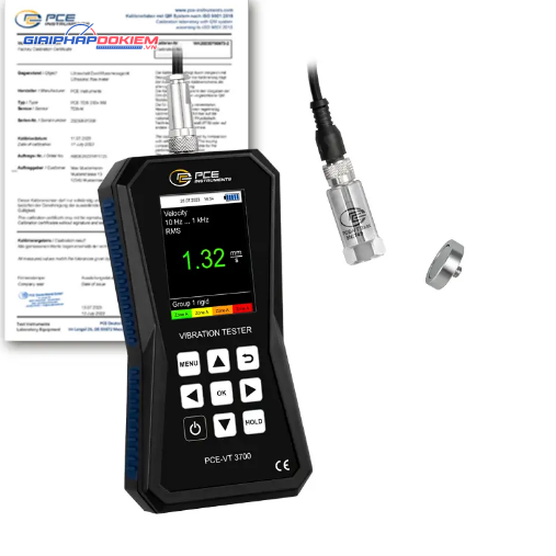 Máy đo gia tốc PCE PCE-VT 3700-ICA bao gồm Chứng nhận hiệu chuẩn ISO 32 PCE PCE-VT 3700-ICA