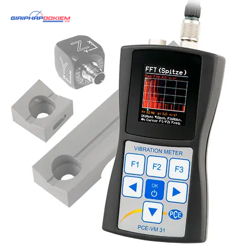 Máy đo gia tốc ba trục với cảm biến tay-cánh tay PCE PCE-VM 31-HA 15 PCE PCE-VM 31-HA