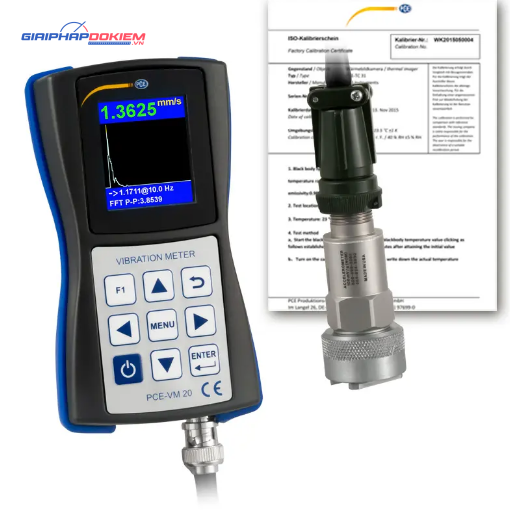 Máy đo gia tốc PCE PCE-VM 20-ICA bao gồm Chứng nhận hiệu chuẩn ISO 29 PCE PCE-VM 20-ICA