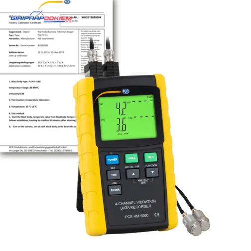 Máy đo gia tốc PCE PCE-VM 5000-ICA Bao gồm Chứng nhận hiệu chuẩn ISO 9 Máy đo gia tốc PCE PCE-VM 5000-ICA Bao gồm Chứng nhận hiệu chuẩn ISO